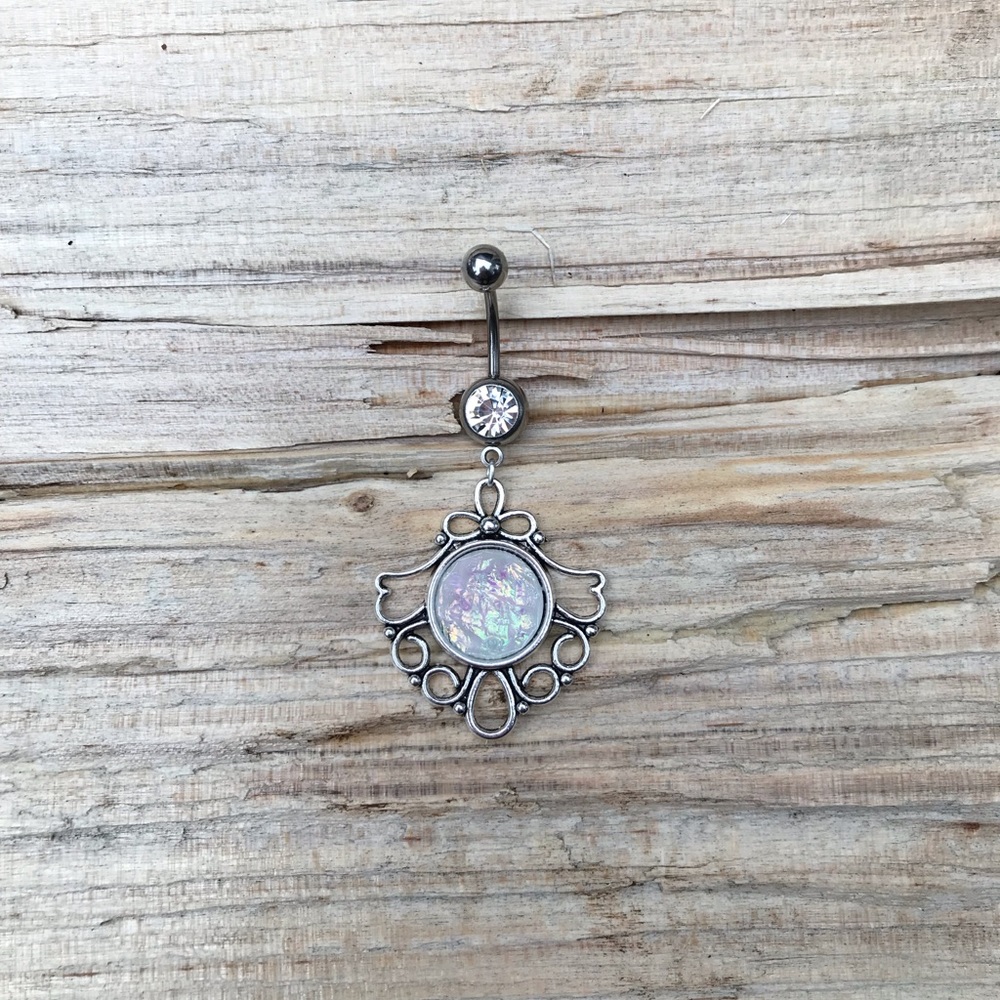 Beautiful Opal Belly Button Ring‎